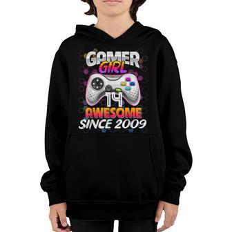 14Th Birthday Girl Level 14 Unlocked Awesome 2009 Video Game Youth Hoodie - Thegiftio UK