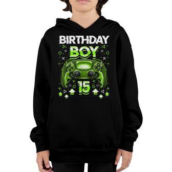 15 Year Old Level 15 Unlocked 15Th Birthday Video Game Youth Hoodie - Thegiftio UK