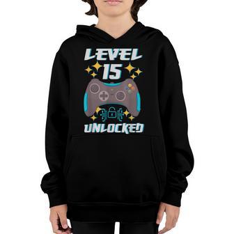 15Th Bday 15Yr Boy Funny Gamer 15 Years Old Birthday Youth Hoodie - Thegiftio UK