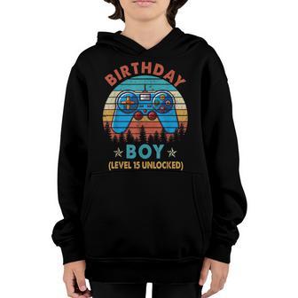 15Th Birthday Boy Level 15 Unlocked Awesome Since 2008 Gifts V2 Youth Hoodie - Thegiftio UK
