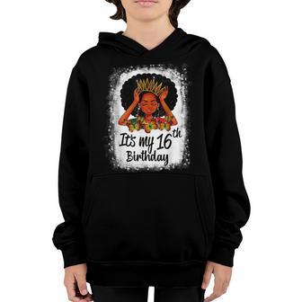 16 Years Old Black Melanin Women Girl Its My 16Th Birthday Youth Hoodie - Thegiftio UK