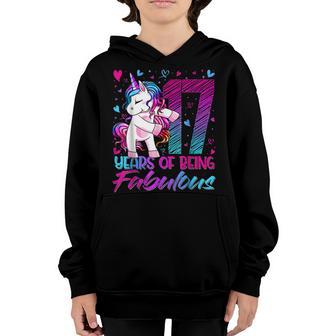 17Th Birthday 17 Year Old Girl Flossing Unicorn Party Youth Hoodie - Thegiftio UK