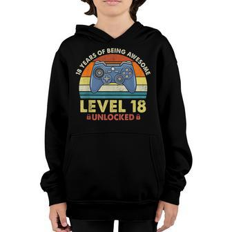 18 Year Old Gifts Level 18 Unlocked 18Th Birthday Boy Gaming Youth Hoodie - Seseable