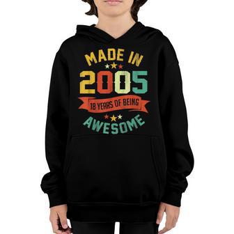 18 Year Old Gifts Made In 2005 18Th Birthday Boy Girls Ns Youth Hoodie - Thegiftio UK