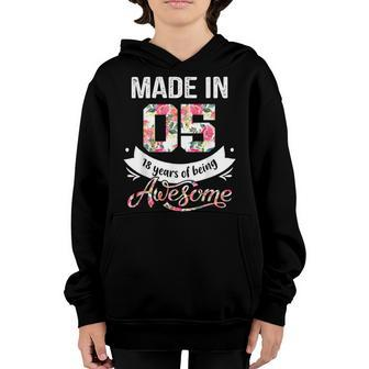 18 Years Old 18Th Birthday Born In 2005 Women Girls Floral Youth Hoodie - Thegiftio UK