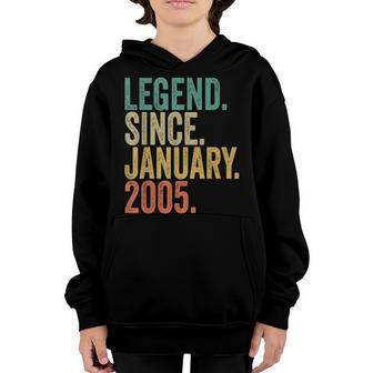 18Th Birthday Boy 18 Years Old Legend Since January 2005 Youth Hoodie - Thegiftio UK