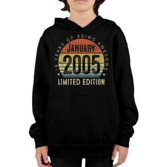 18Th Birthday Gift Vintage January 2005 18 Years Old Boy V2 Youth Hoodie - Thegiftio UK