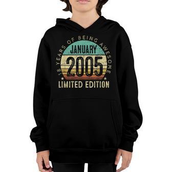 18Th Birthday Gift Vintage January 2005 18 Years Old Boy Youth Hoodie - Thegiftio UK