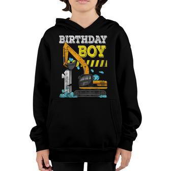 1St Birthday Boy Funny 2021 Year Old Gifts Construction Youth Hoodie - Thegiftio UK