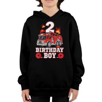 2 Year Old Its My 2Nd Birthday Boy Fire Truck Fireman Youth Hoodie - Thegiftio UK