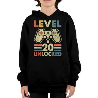 20 Year Old Gifts Level 20 Unlocked 20Th Birthday Boy Gaming Youth Hoodie - Seseable