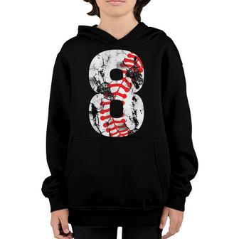 2015 8Th Birthday Gift Number 8 Years Old Baseball Boy Kid Youth Hoodie - Thegiftio UK