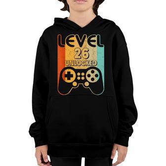 26Th Birthday Gifts Level 26 Unlocked Funny Video Gamer Youth Hoodie - Thegiftio UK