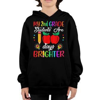 2Nd Grade Teacher 100 Days Brighter 100Th Day Of School V2 Youth Hoodie - Thegiftio UK