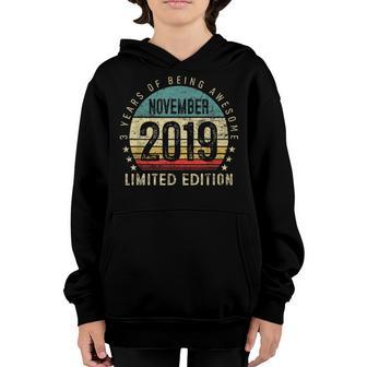 3 Year Old Gifts Vintage November 2019 3Rd Birthday Boys Youth Hoodie - Thegiftio UK