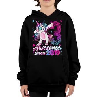 3 Years Old Unicorn Dabbing 3Rd Birthday Girl Unicorn Party Youth Hoodie - Thegiftio UK