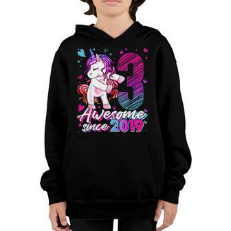 3 Years Old Unicorn Flossing 3Rd Birthday Girl Unicorn Party V2 Youth Hoodie - Thegiftio UK