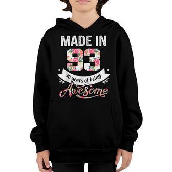 30 Years Old 30Th Birthday Born In 1993 Women Girls Floral Youth Hoodie - Thegiftio UK