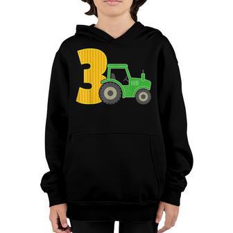 3Rd Birthday Boy 3 Year Old Farm Truck Tractor Party Youth Hoodie - Thegiftio UK