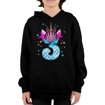 3Rd Birthday Girl Unicorn Mermaid 3 Years Old Youth Hoodie - Thegiftio UK