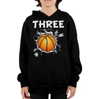 3Rd Birthday Sport 3 Years Old Basketball 3 Boys Kids Youth Hoodie - Thegiftio UK
