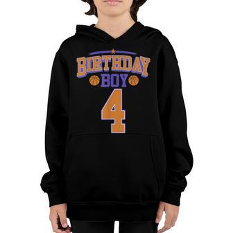 4 Year Old Basketball Player 4Th Birthday Party Boy Youth Hoodie - Thegiftio UK