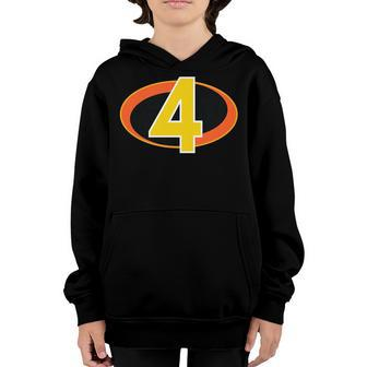 4 Year Old Birthday For Boys Or Girls Age Symbol Youth Hoodie | Mazezy