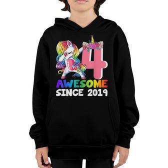 4 Year Old Gifts Girls Ns Dabbing Unicorn 4Th Birthday V9 Youth Hoodie - Thegiftio UK