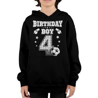 4 Year Old Soccer Player 4Th Birthday Party Boy Youth Hoodie - Thegiftio UK