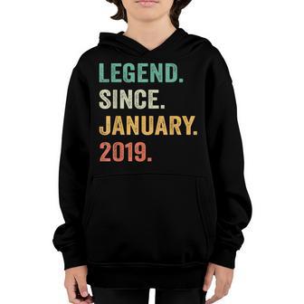 4 Years Old Gifts 4Th Birthday Boy Legend Since January 2019 V2 Youth Hoodie - Thegiftio UK