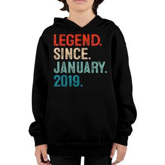 4 Years Old Gifts 4Th Birthday Boy Legend Since January 2019 Youth Hoodie - Thegiftio UK