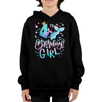 4 Years Old Gifts Birthday Girls 4Th Birthday Mermaid Girls V2 Youth Hoodie - Thegiftio UK