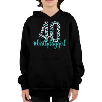 40Th Birthday Girl Outfit Teal Leopard Animal Print Youth Hoodie - Thegiftio UK