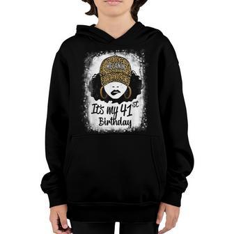 41 Years Old Leopard Melanin Girl Its My 41St Birthday Youth Hoodie - Thegiftio UK
