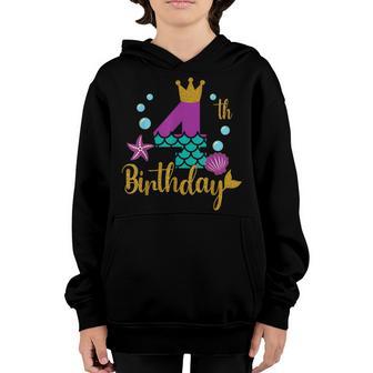 4Th Birthday Girl This Mermaid Is 4 Years Old Costume V2 Youth Hoodie - Thegiftio UK