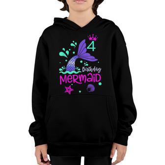 4Th Birthday Girl This Mermaid Is 4 Years Old Costume Youth Hoodie - Thegiftio UK