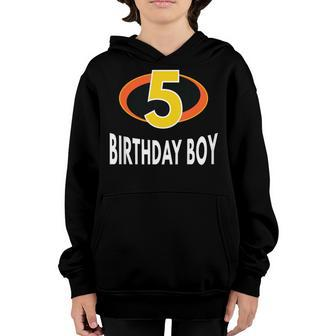 5 Year Old Birthday Boy Age Symbol Youth Hoodie | Mazezy