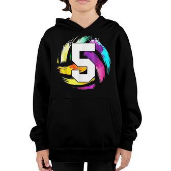 5 Year Old Colorful Volleyball Player 5Th Birthday Boy Son Youth Hoodie - Thegiftio UK