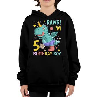 5 Year Old Gifts 5Th Birthday Boy Rawr Im 5 T Rex Dinosaur Youth Hoodie - Thegiftio UK