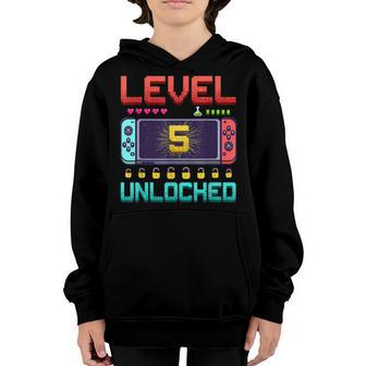 5 Year Old Video Games Gaming Level 5 Birthday Boy Gifts Youth Hoodie - Seseable