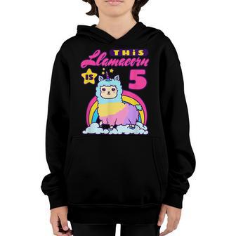5 Years Old 5Th Birthday Llama Birthday Girl Gift V10 Youth Hoodie - Thegiftio UK