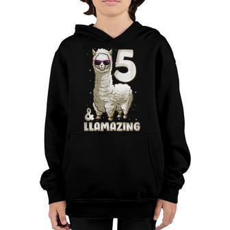 5 Years Old 5Th Birthday Llama Birthday Girl Gift V3 Youth Hoodie - Thegiftio UK