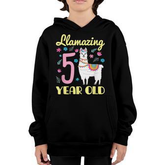 5 Years Old 5Th Birthday Llama Birthday Girl Gift V4 Youth Hoodie - Thegiftio UK