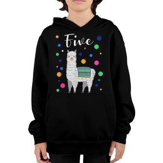 5 Years Old 5Th Birthday Llama Birthday Girl Gift V7 Youth Hoodie - Thegiftio UK