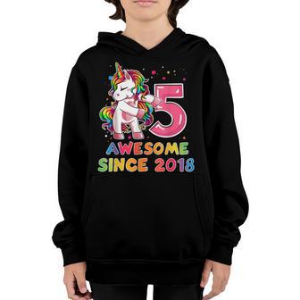 5 Years Old Unicorn Flossing 5Th Birthday Girl Unicorn Party V7 Youth Hoodie - Thegiftio UK