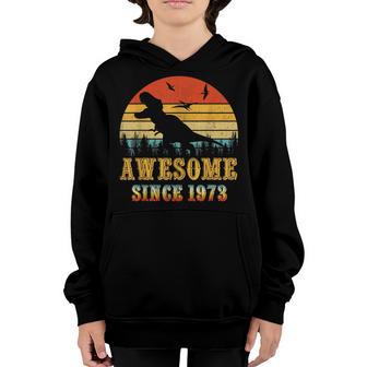 50 Years Old Awesome Since 1973 50Th Birthday Dinosaur Boys Youth Hoodie - Thegiftio UK