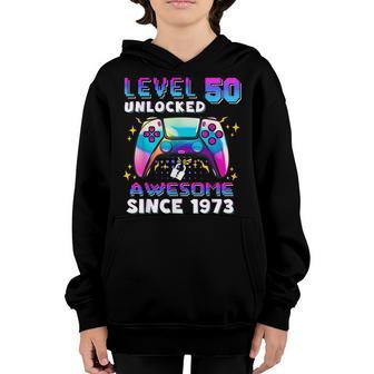 50Th Birthday Gift Boys Level 50 Unlocked 50 Years Old Gamer Youth Hoodie - Thegiftio UK