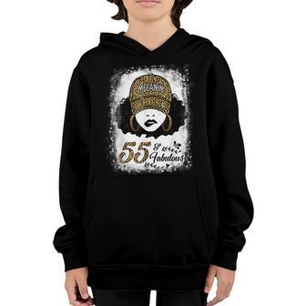 55 Years Old Fabulous Melanin Girl Leopard 55Th Birthday Youth Hoodie - Thegiftio UK