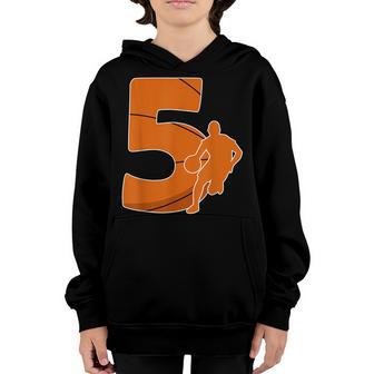 5Th Birthday Basketball Big Number 5 Year Old Boy Girl Youth Hoodie - Thegiftio UK