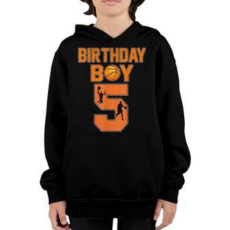 5Th Birthday Basketball Player 5 Year Old Boys Kids Youth Hoodie - Thegiftio UK